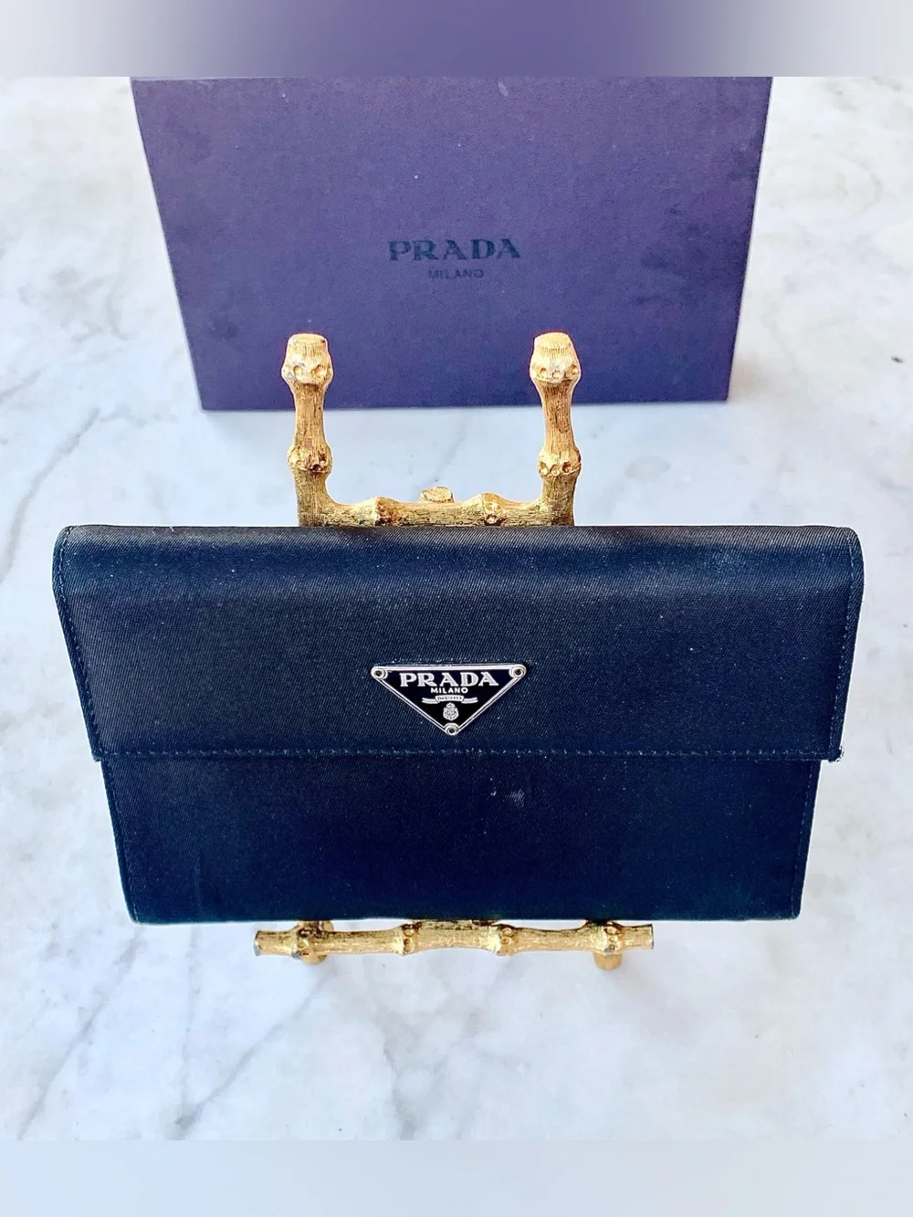 PRADA M150 Black TESSUTO Nylon Logo TRI-FOLD Wallet VINTAGE 90’s